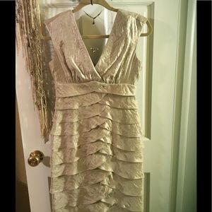 London Times Tan layered Rayon Dress